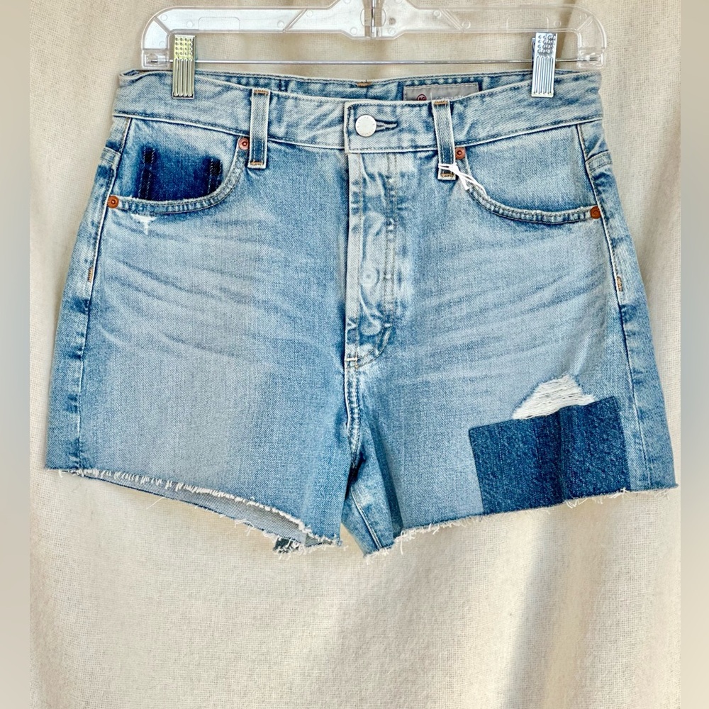 AG Adriano Goldshmied Alexxis Shorts in 23 Years Facade Patched Shorts.